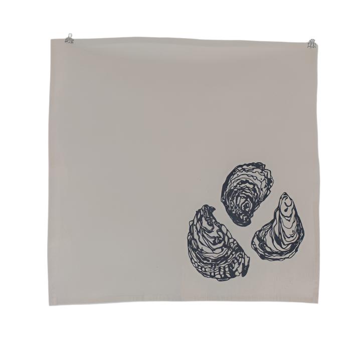 Oyster Hand Screen-Printed 100% Organic Cotton Tea Towels & Napkins