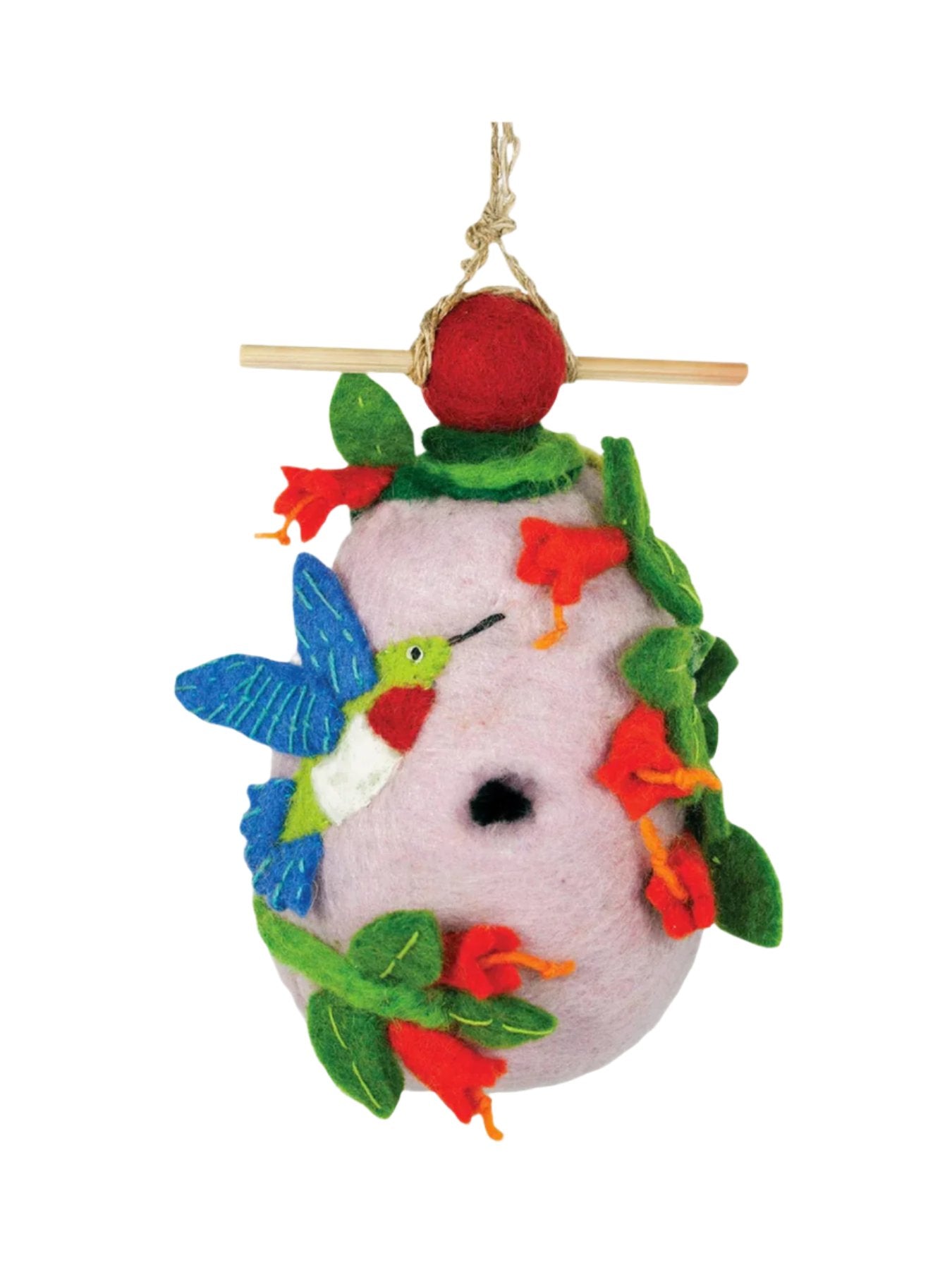 Hummingbird Design Felted Birdhouse