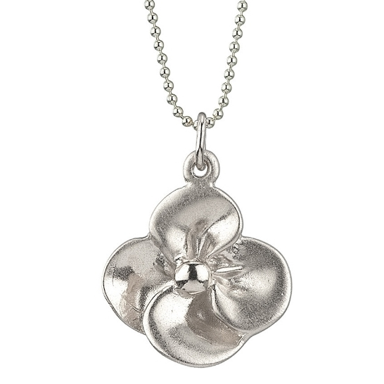 Small Pansy Pendant Sterling Silver Necklace