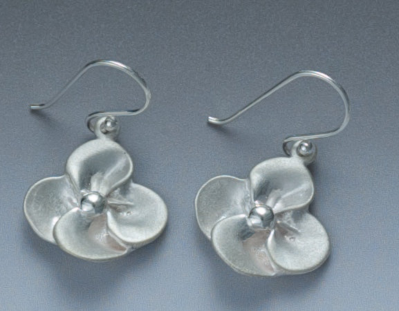 Pansy Sterling Silver French Wire Earrings