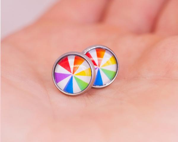 Rainbow Pinwheel Earrings
