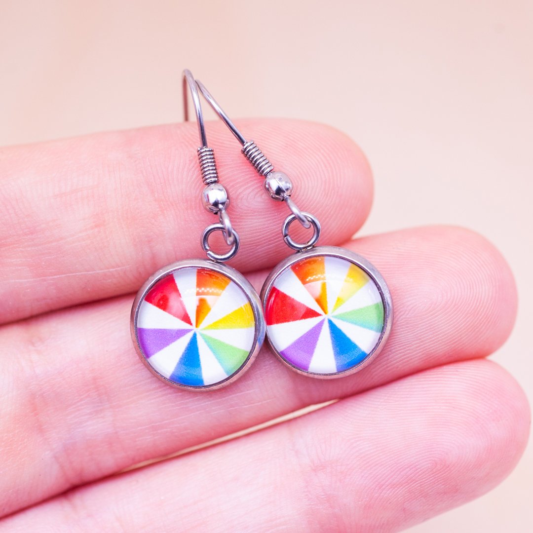 Rainbow Pinwheel Earrings