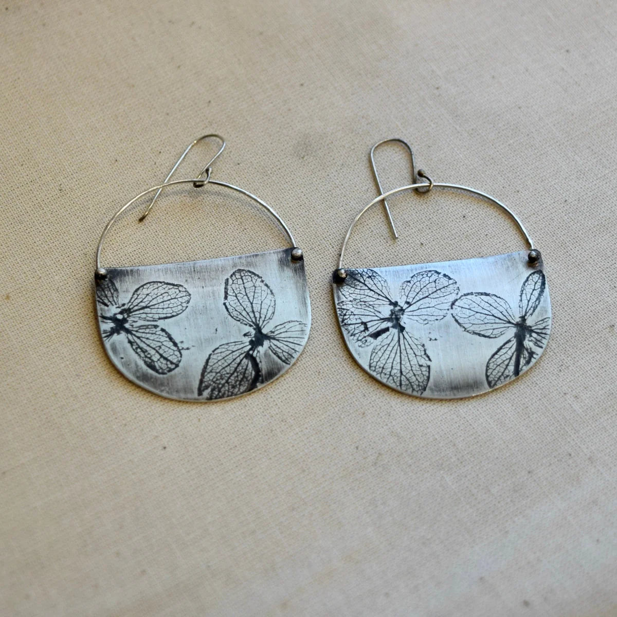 Hydrangea Basket Earring Sterling Silver Small