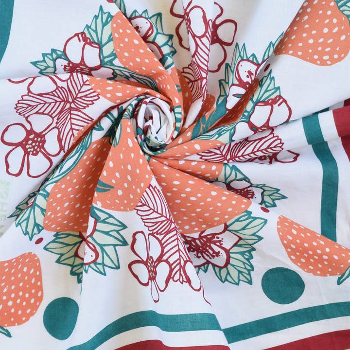 Fruits & Florals Hand Screen-Printed 100% Cotton Scarves