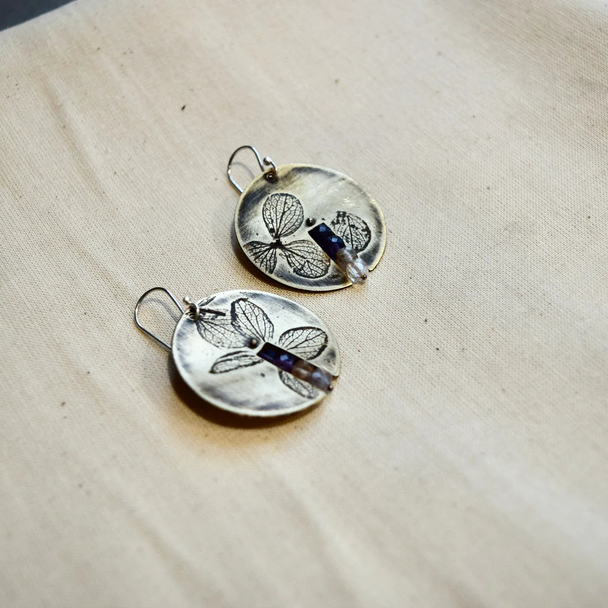 Centered Hydrangea Earring Sterling Silver with Amazonite Stones