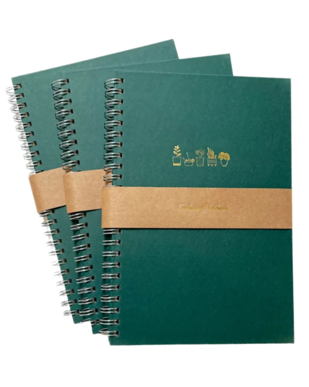 Gardening Notebook - Green Spiral Bound & Foil Embossed