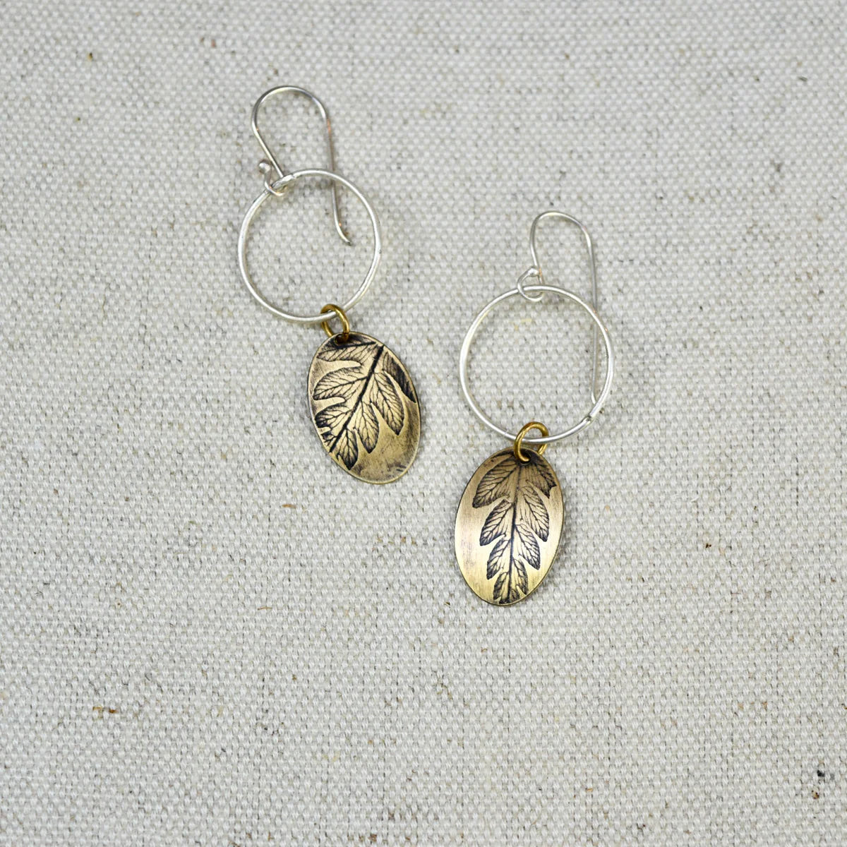 Fern Moon Oval Earring Brass