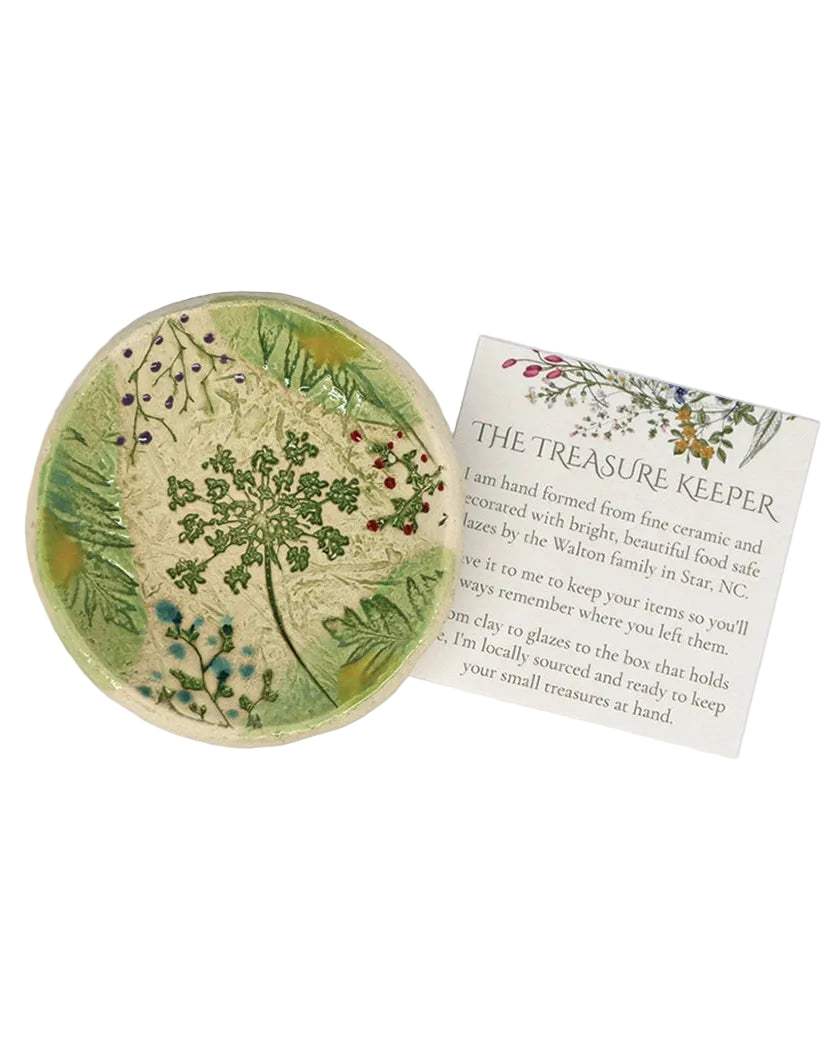 Pottery Dish Bowl - Pressed Flowers