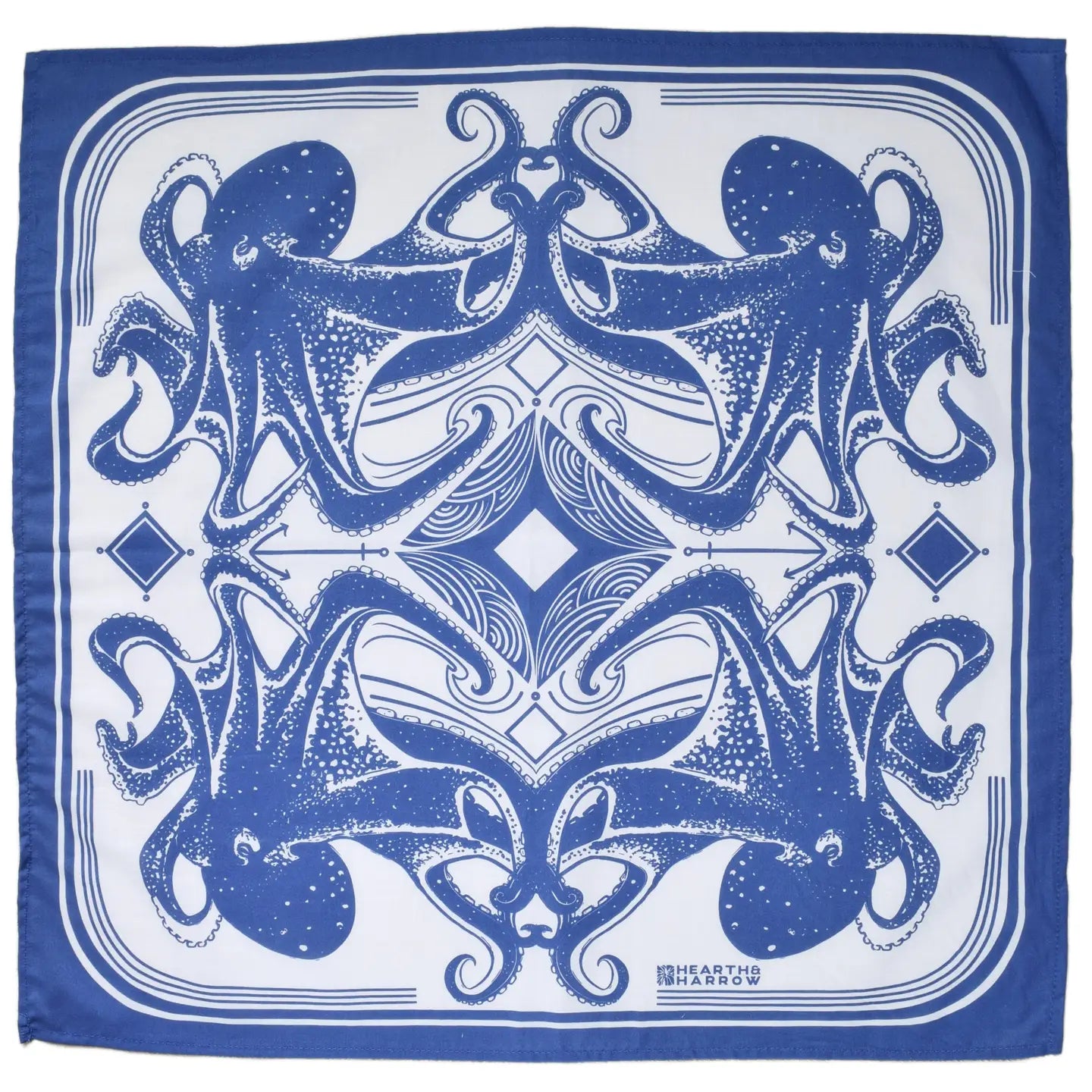 Octopus Print Hand Screen-Printed 100% Cotton Scarf