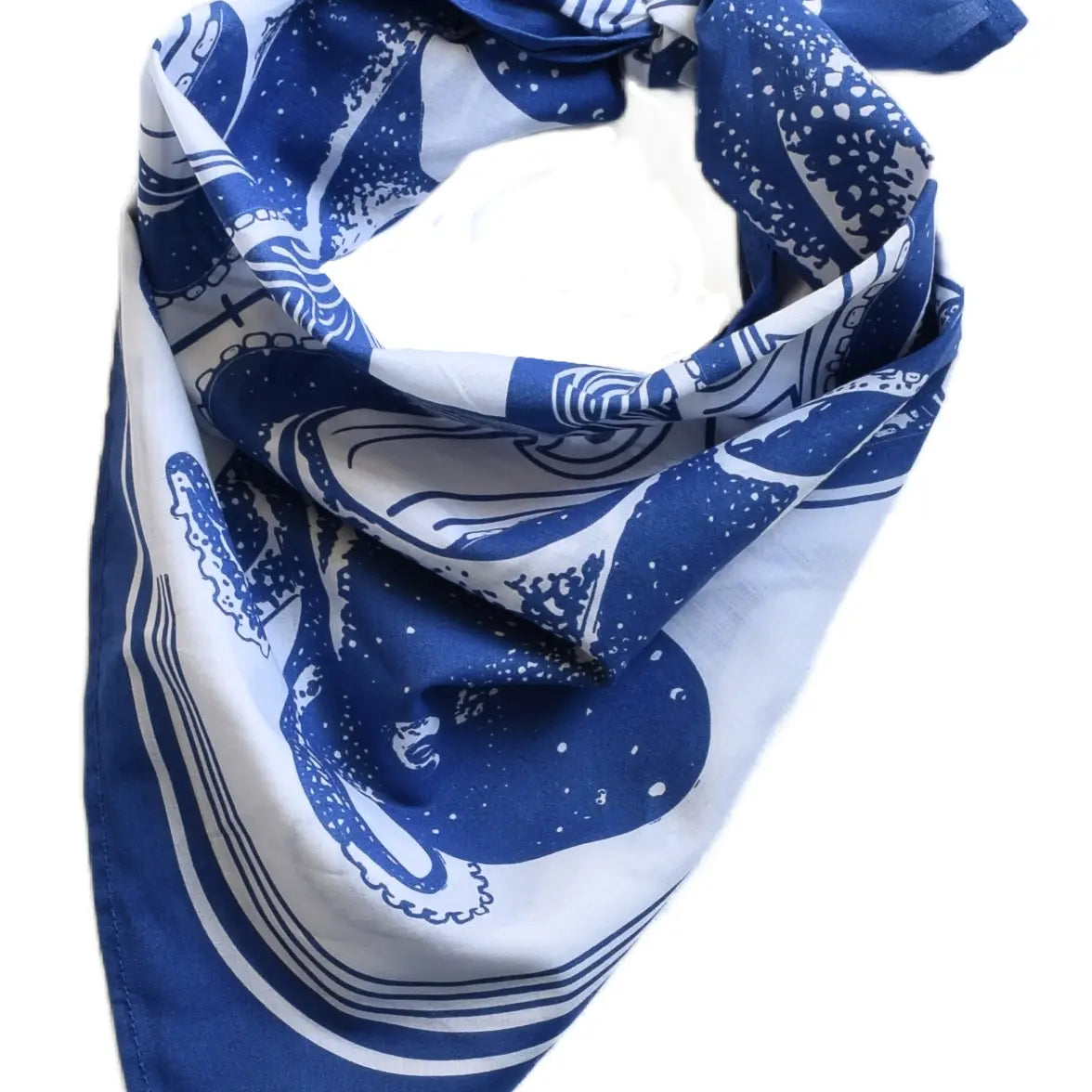 Octopus Print Hand Screen-Printed 100% Cotton Scarf