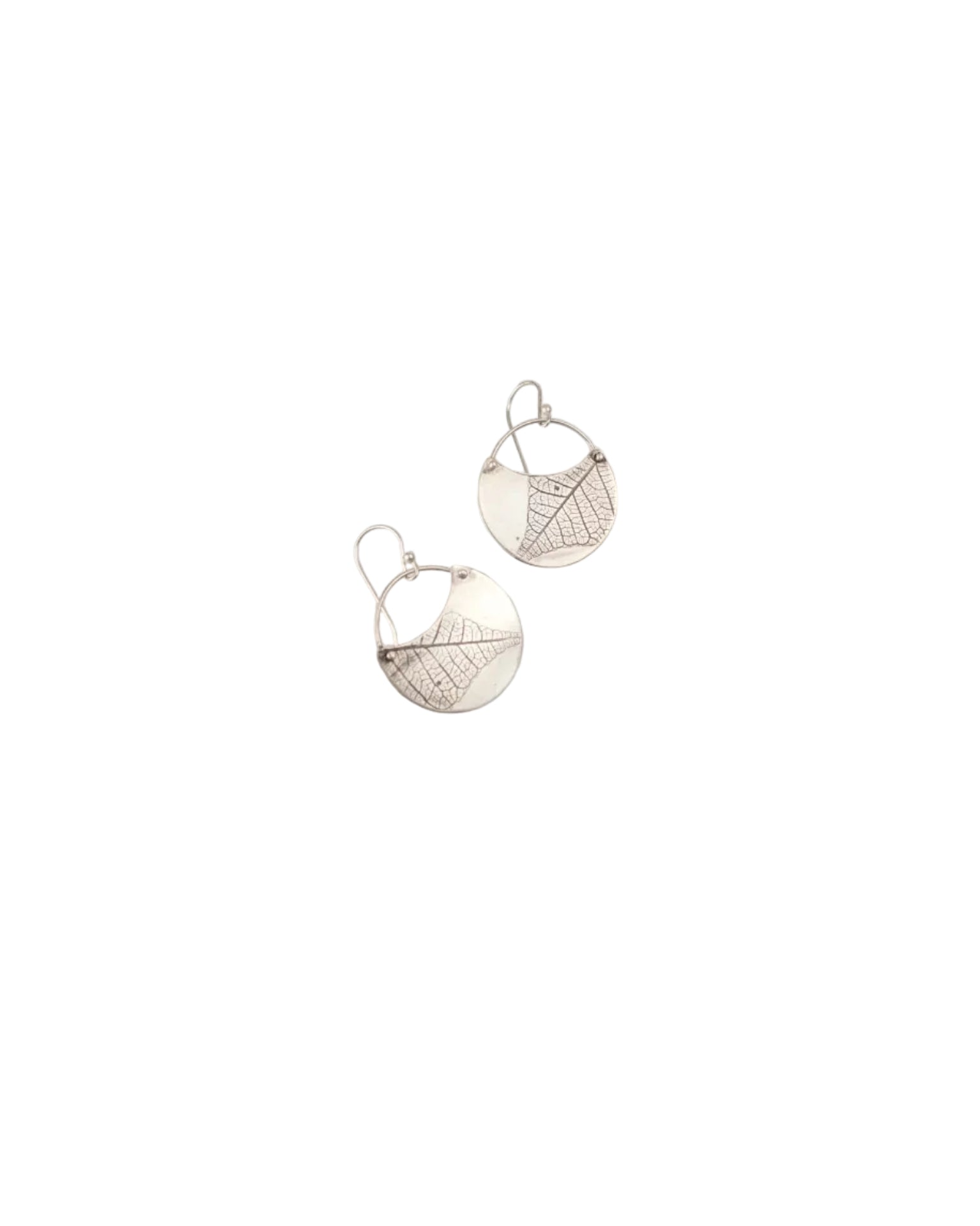 Turning Leaf Crescent Earrings - Sterling Silver