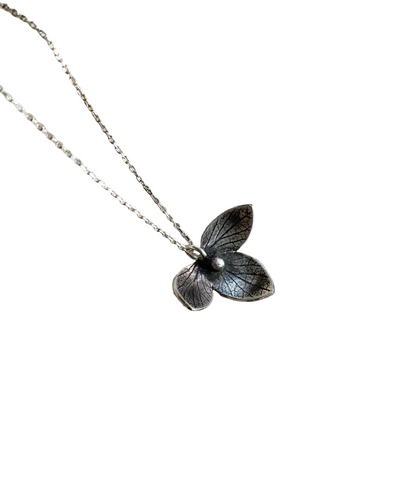 Hydrangea Flower Necklace Sterling Silver