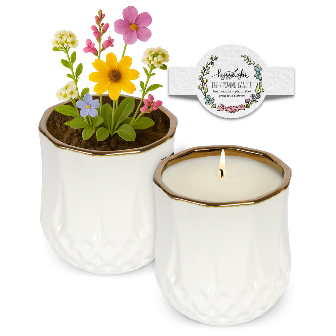 Growing Candle with Flower Seed Label