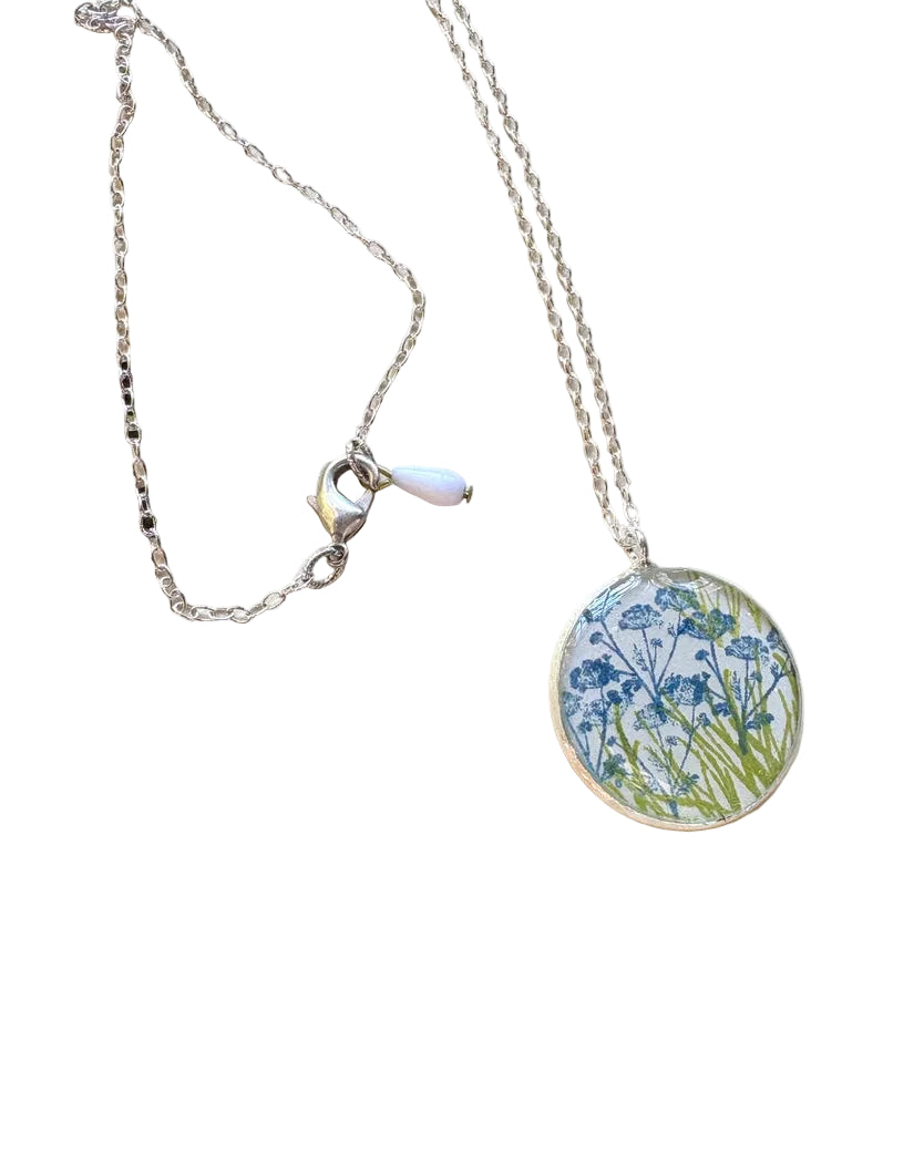 Necklace Hand Stamped Artisan Made 17" silver plated brass chain