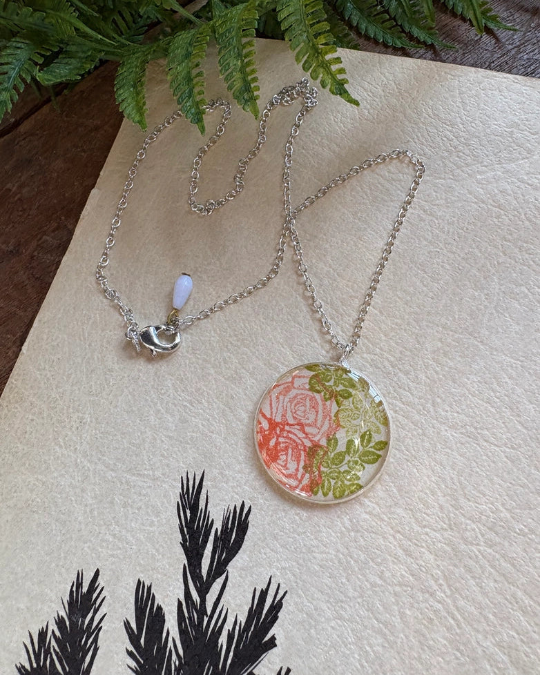Necklace Hand Stamped Artisan Made 17" silver plated brass chain