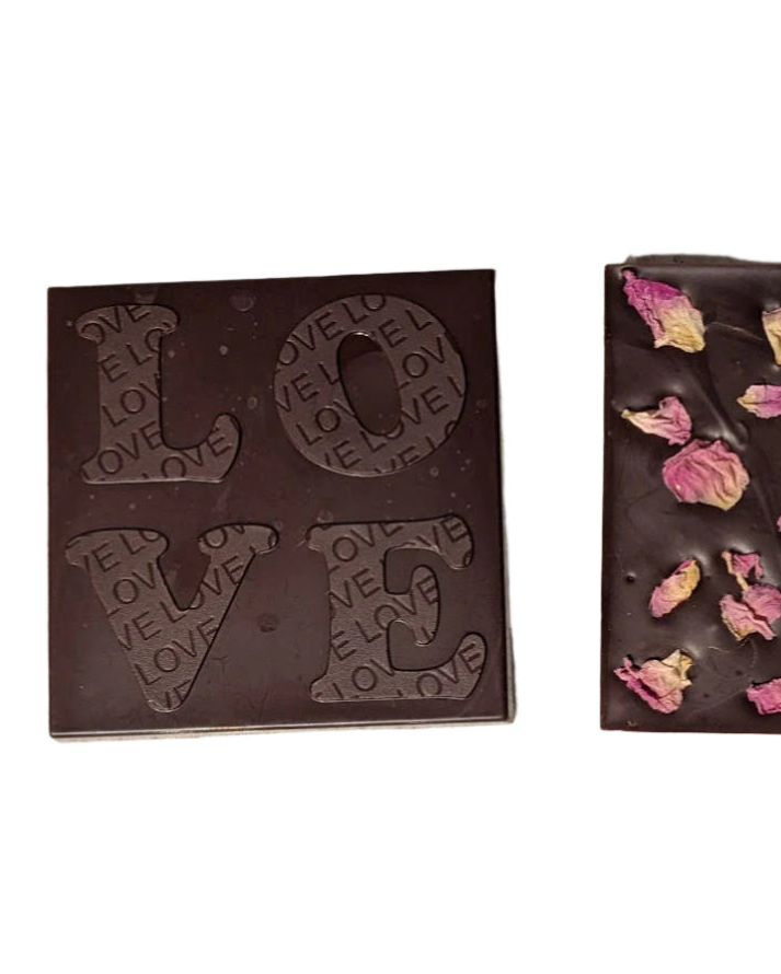 LOVE + Rose Petals Organic Heirloom Chocolate Square