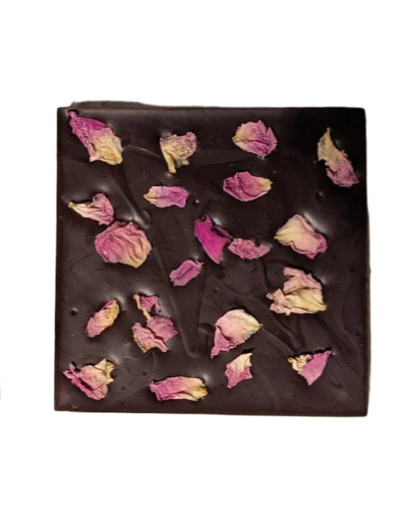 LOVE + Rose Petals Organic Heirloom Chocolate Square