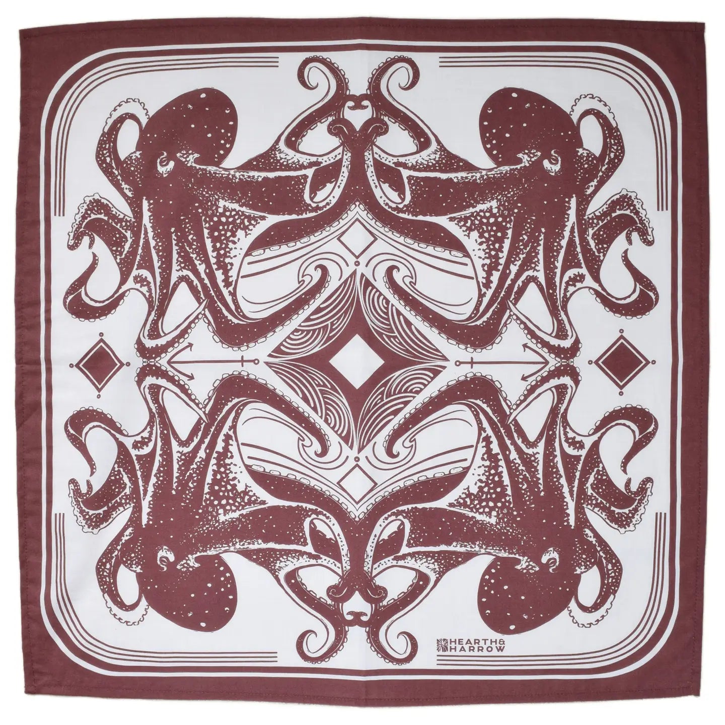 Octopus Print Hand Screen-Printed 100% Cotton Scarf