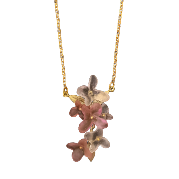 Pink Hydrangea Pendant Necklace