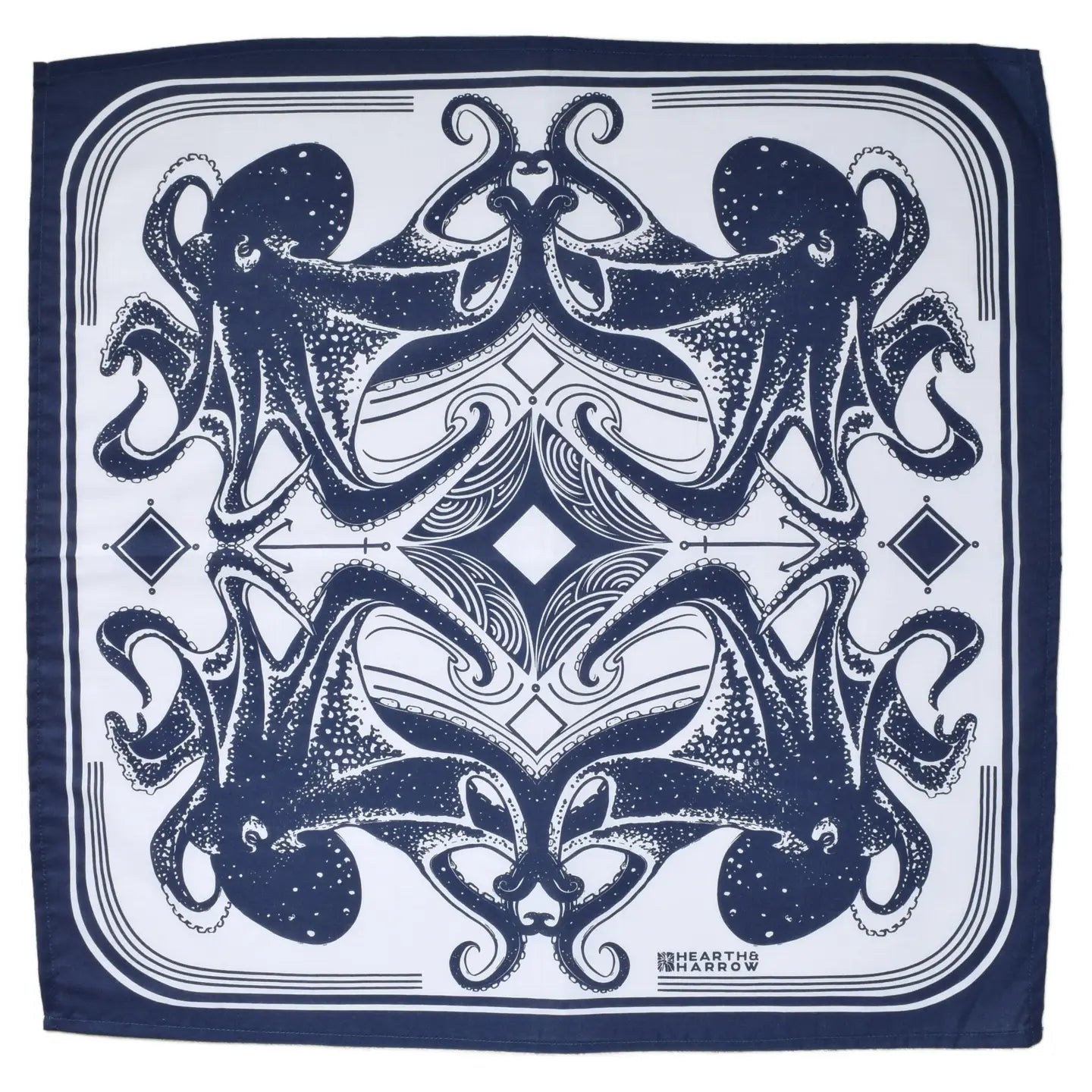 Octopus Print Hand Screen-Printed 100% Cotton Scarf