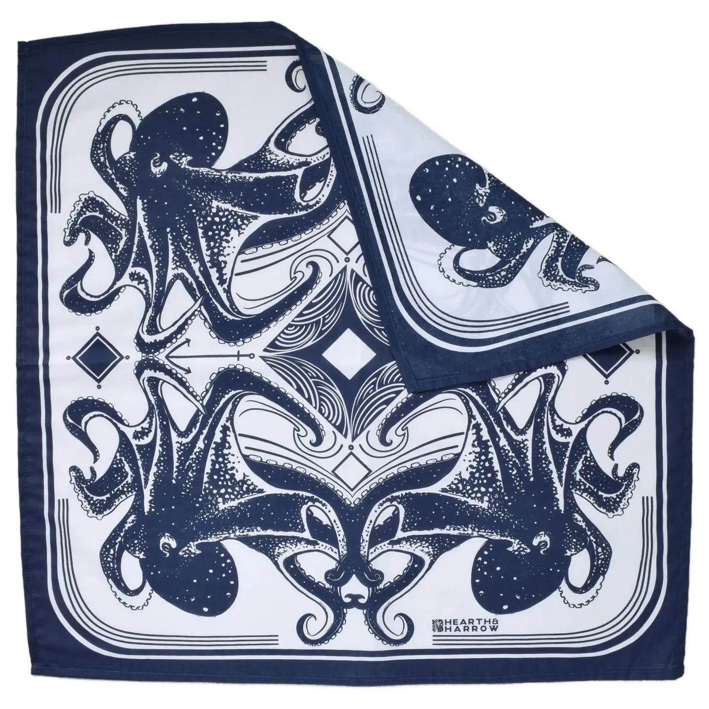 Octopus Print Hand Screen-Printed 100% Cotton Scarf