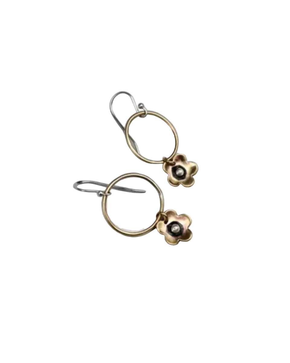 Canyon Blossom Moon Earrings - Brass