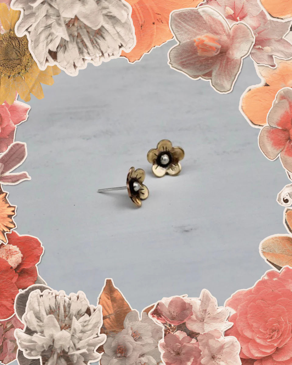 Canyon Blossom Studs - Brass