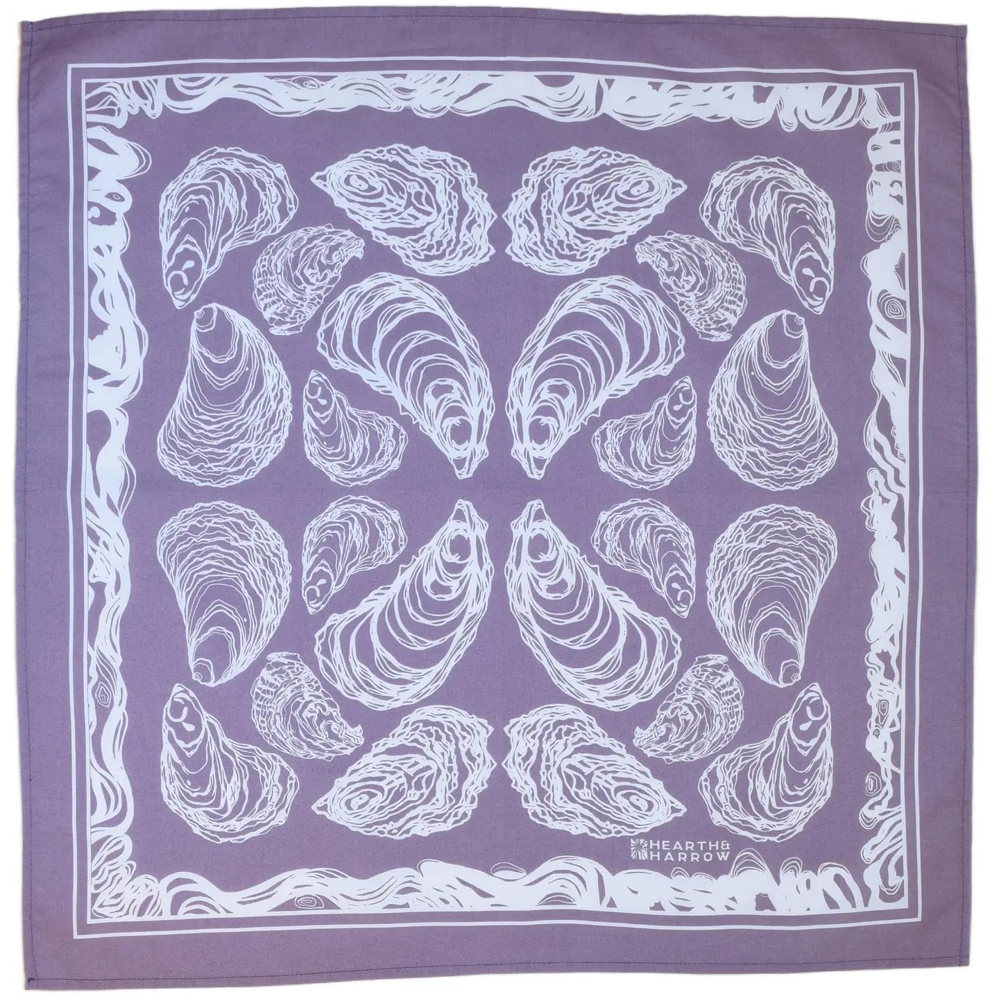 Oyster Print Hand Screen-Printed 100% Cotton Scarf