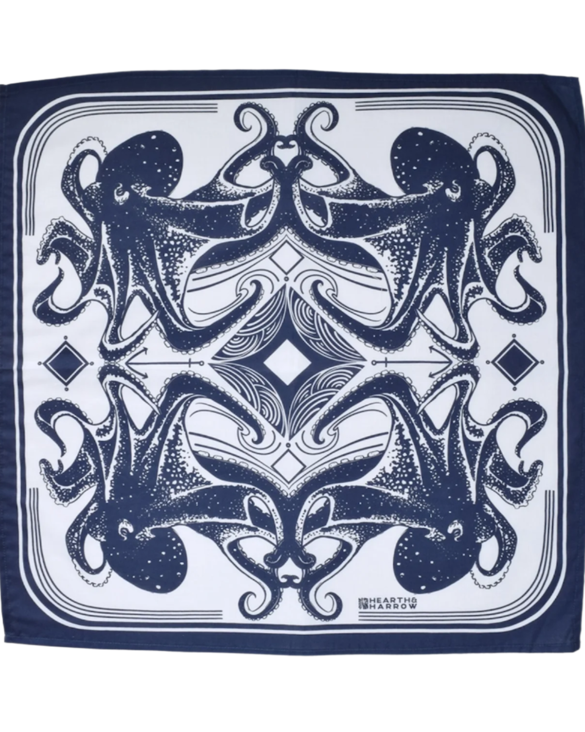 Octopus Print Hand Screen-Printed 100% Cotton Scarf