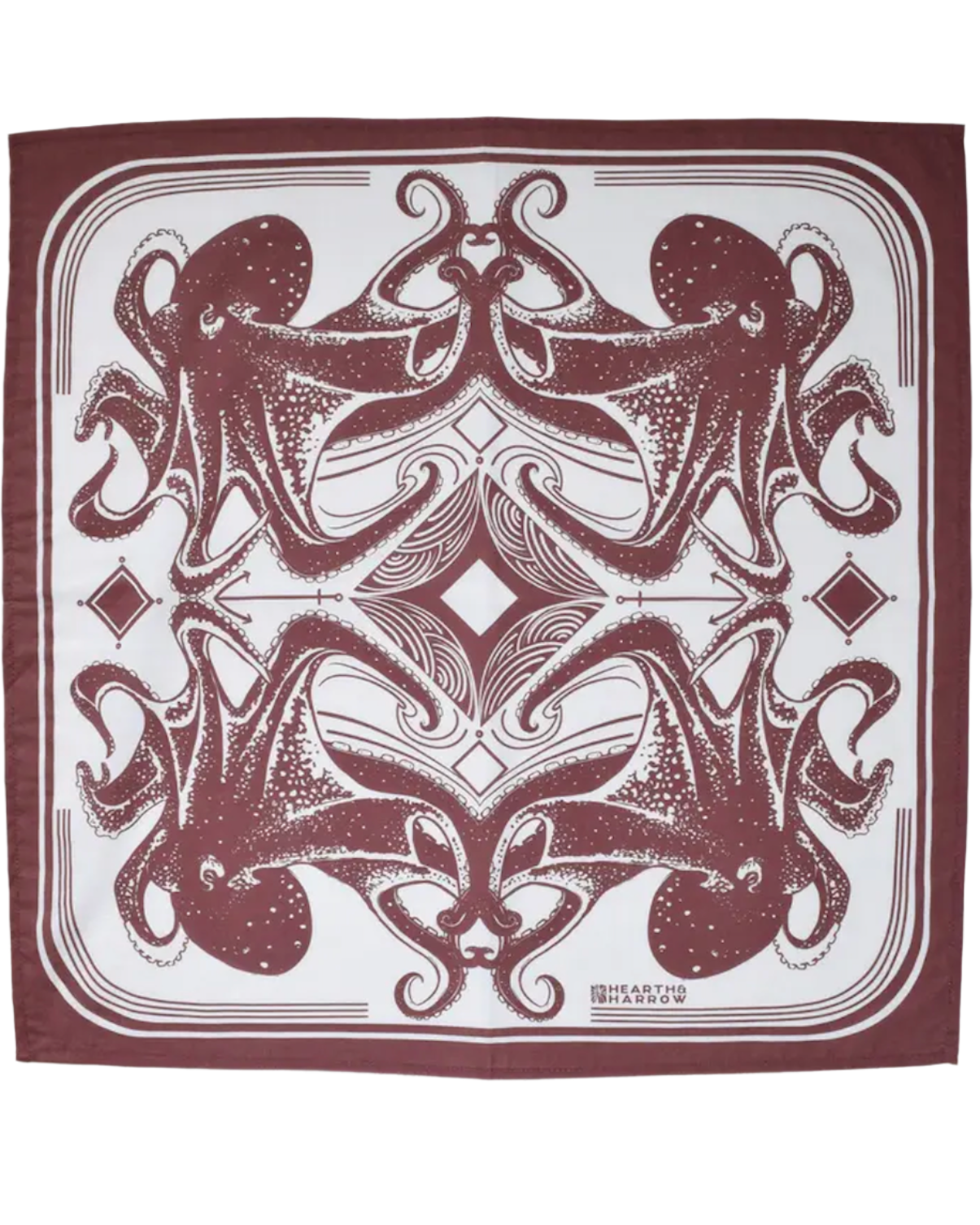 Octopus Print Hand Screen-Printed 100% Cotton Scarf