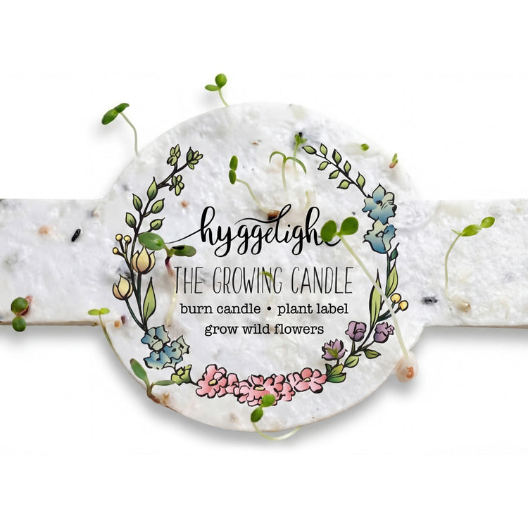 Growing Candle with Flower Seed Label