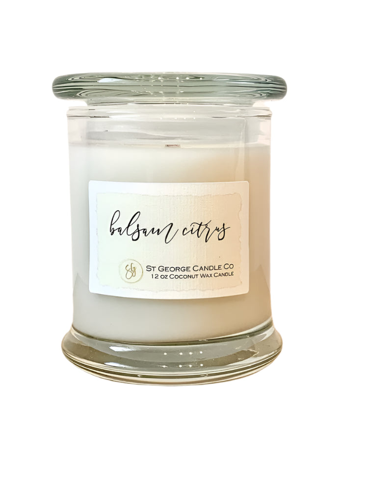 Coconut Wax Candles 12 oz. Glass Jar with Glass Lid