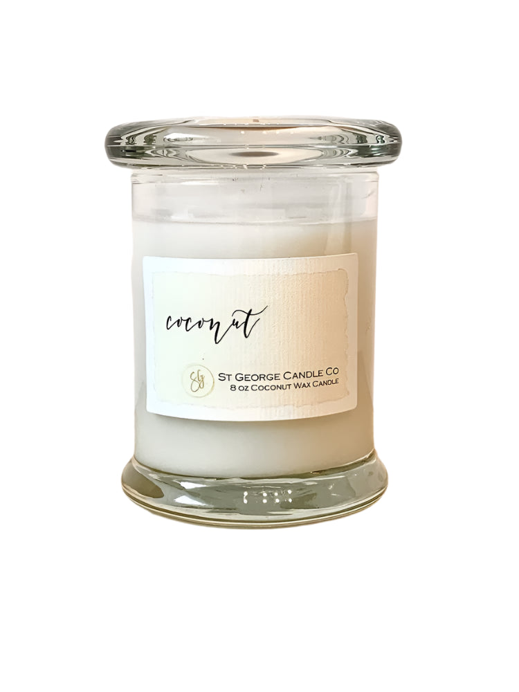 Coconut Wax Candles 8 oz. Glass Jar with Glass Lid