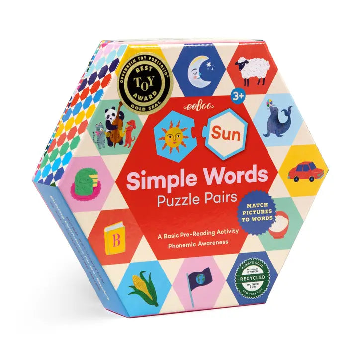 Simple Words Hexagon Puzzle Pairs