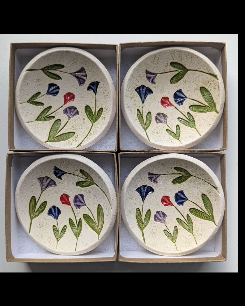 Pottery Dish Bowl - Singing Flowers