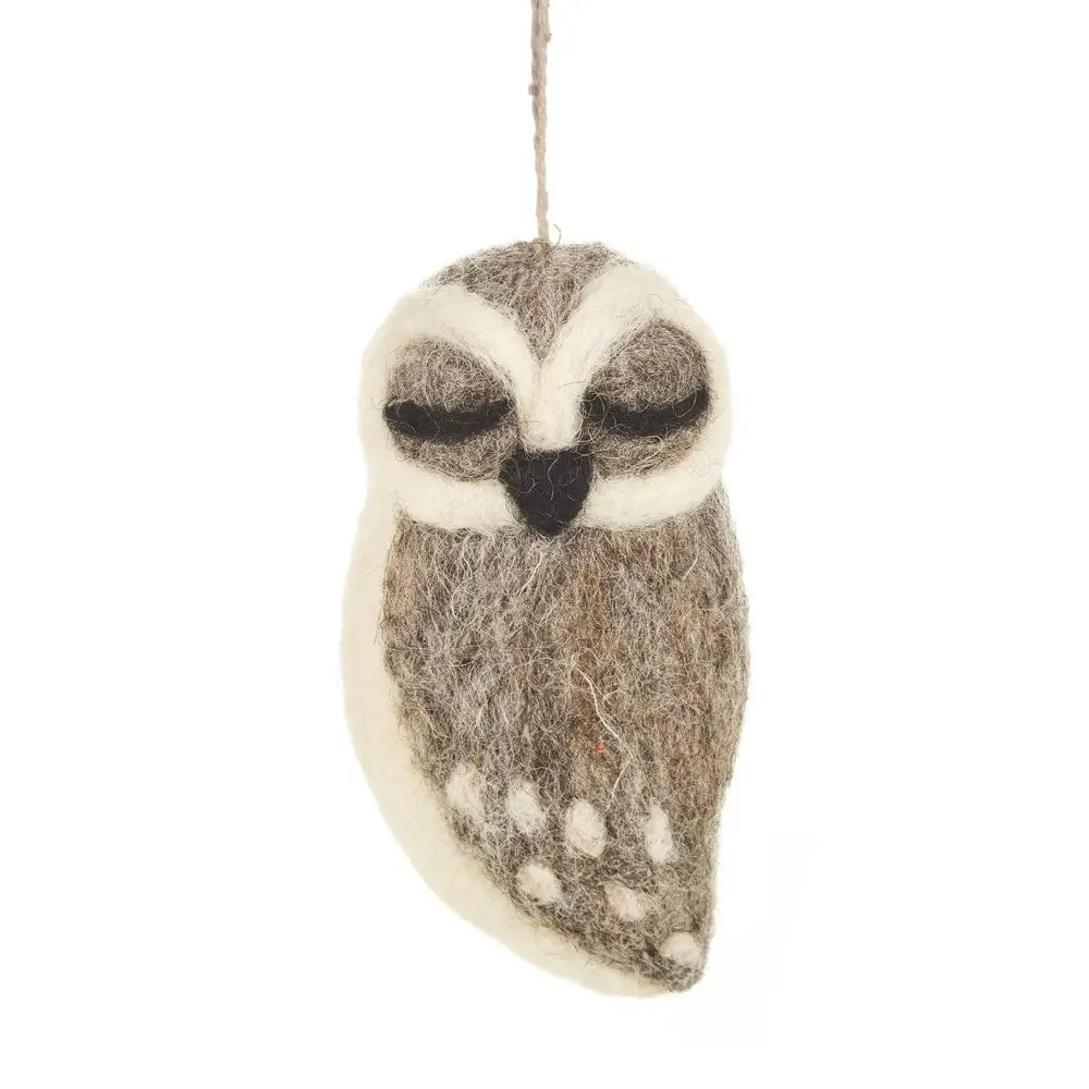 Grey Owl Handmade Wool Ornament
