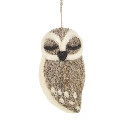 Grey Owl Handmade Wool Ornament