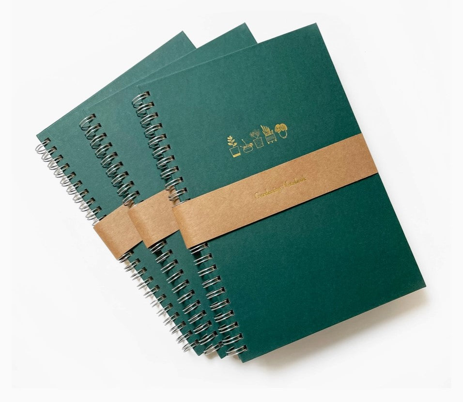 Gardening Notebook - Green Spiral Bound & Foil Embossed