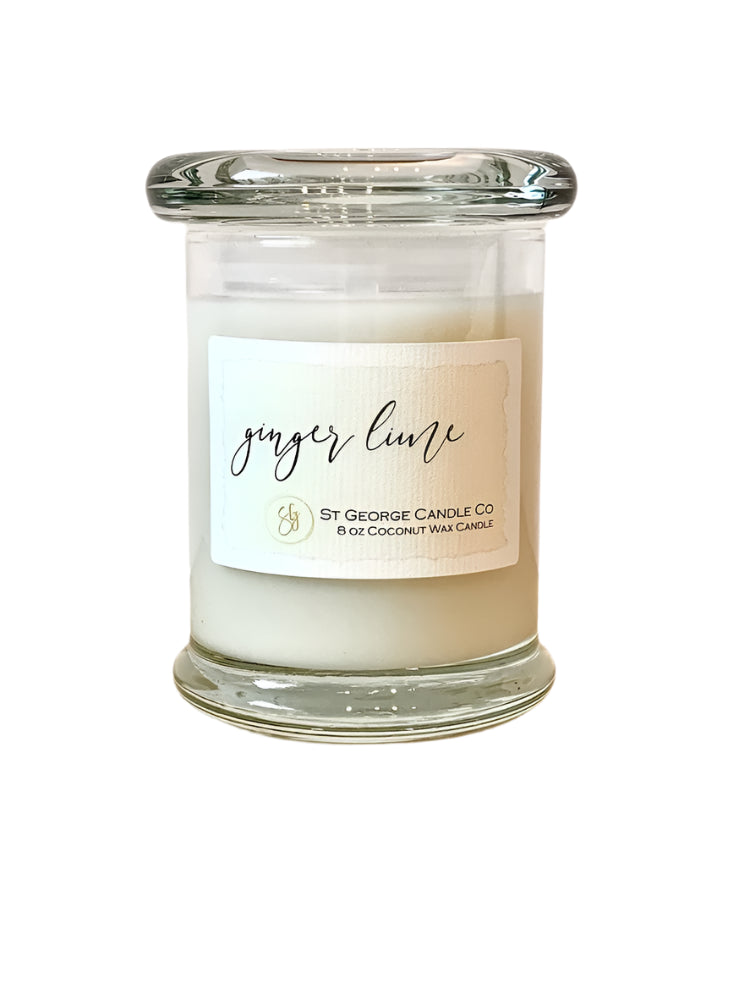 Coconut Wax Candles 8 oz. Glass Jar with Glass Lid