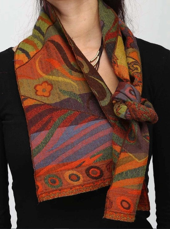 100% Pure Merino Wool Reversible Neck Scarf - Autumn Colors