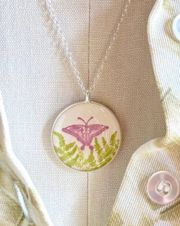 Necklace Hand Stamped Artisan Made 17" silver plated brass chain