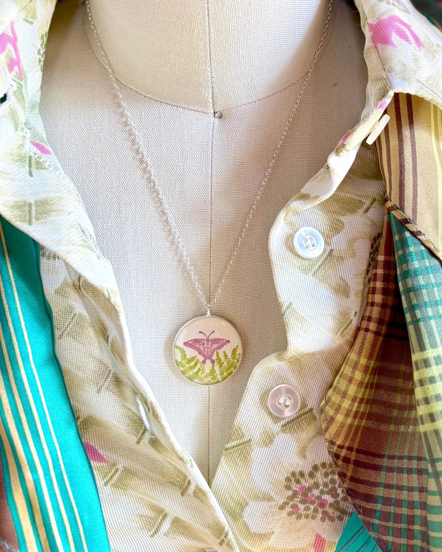 Necklace Hand Stamped Artisan Made 17" silver plated brass chain