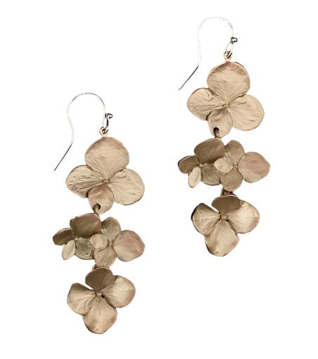 Hydrangea Silver Dangle Wire Earrings