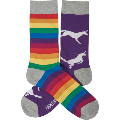 Rainbow & Unicorn Mismatched Socks