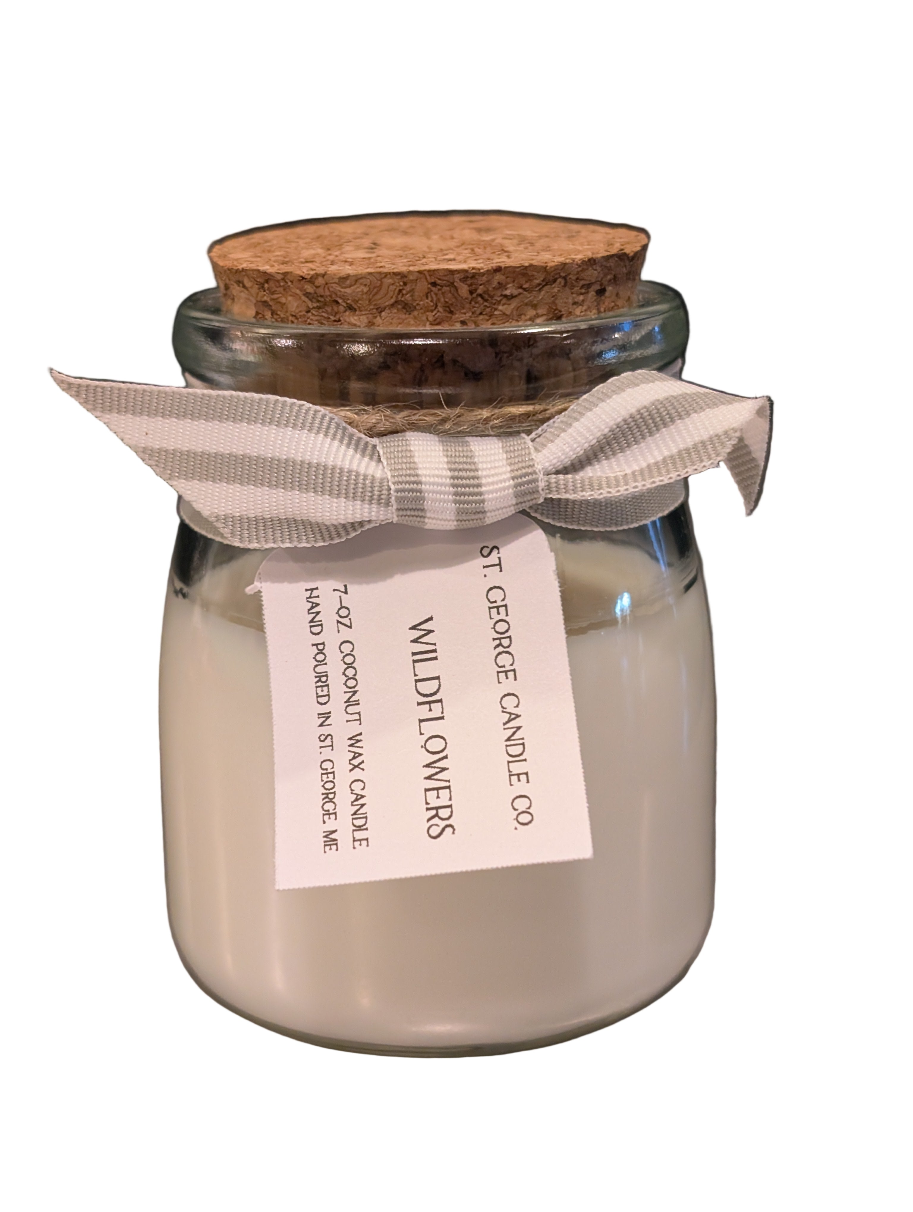 Coconut Wax Candle 7 oz. Glass Jar with Cork Lid
