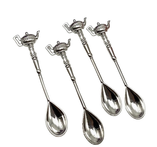 Silver Plated Teaspoons with Teapot Handles