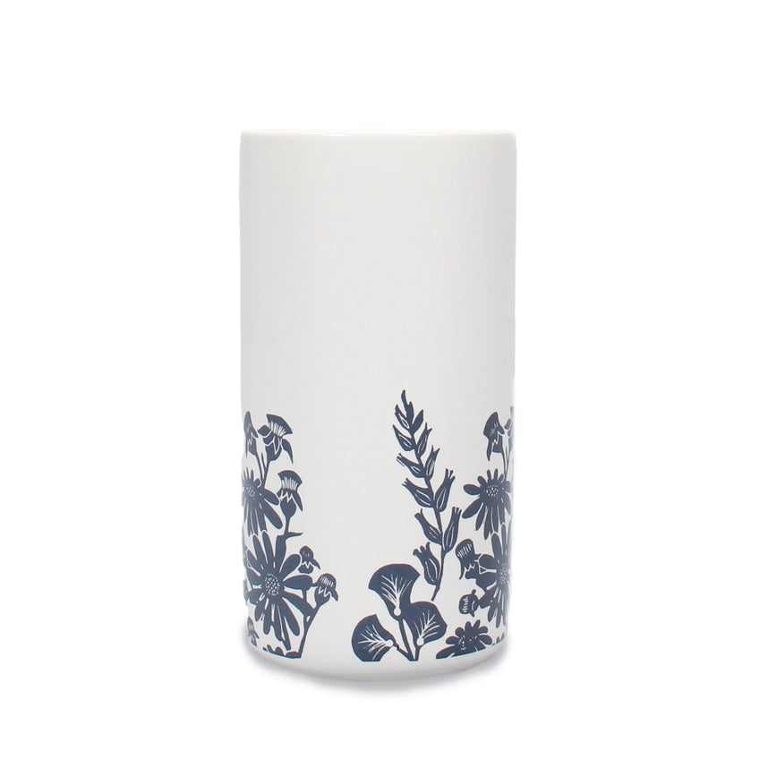 Ceramic Vase Songbird Woodland Navy