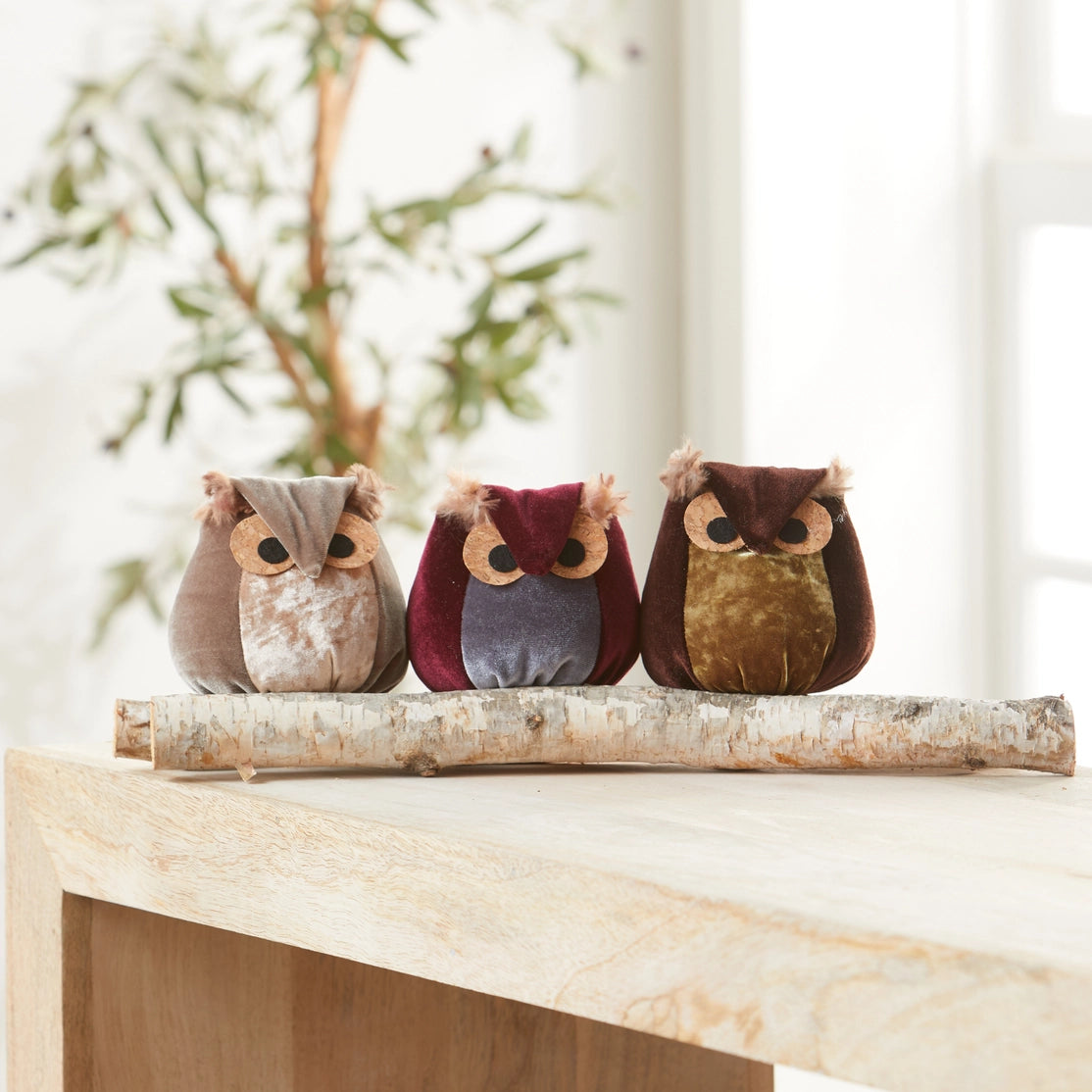 Handmade Velvet Owls