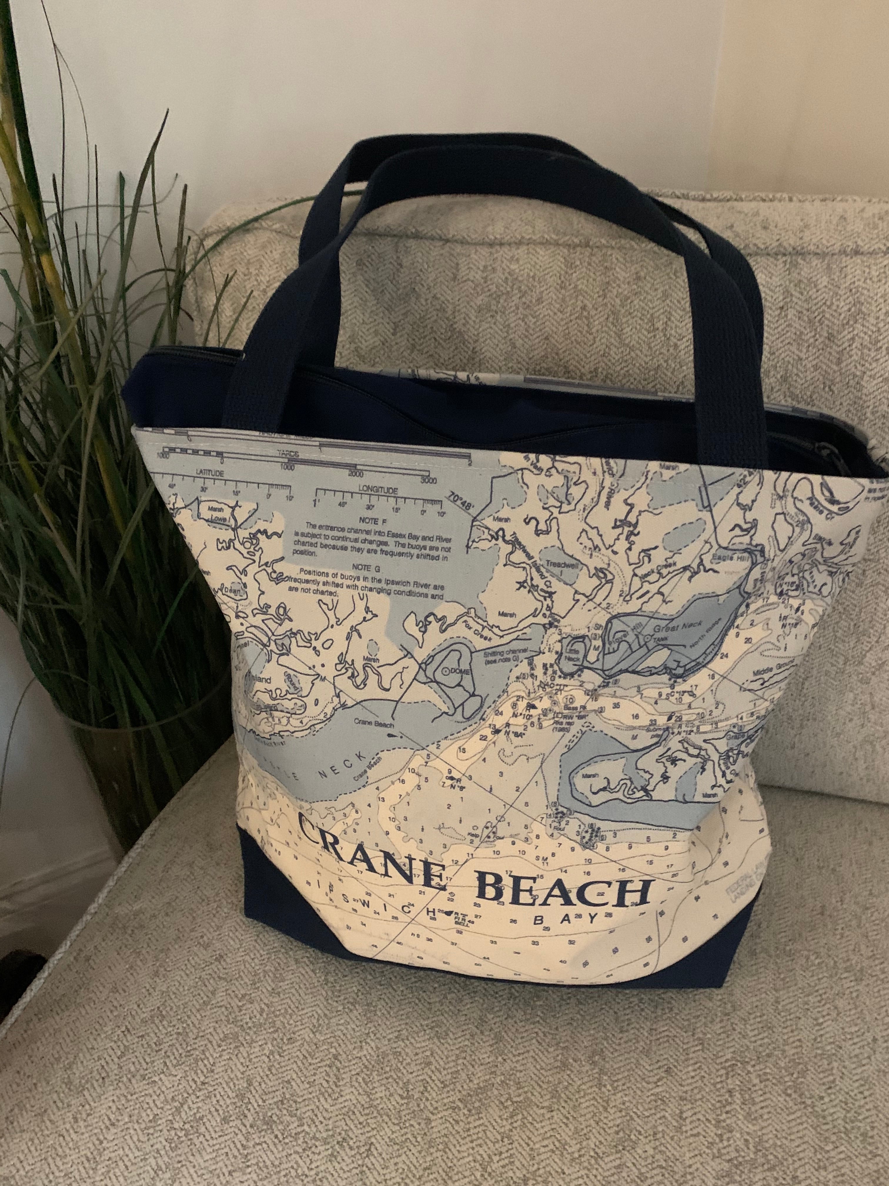 Nautical Map Zippered Tote