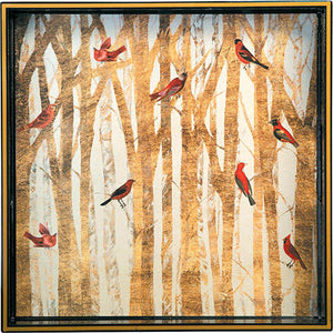 Red Birds 15" Square Tray